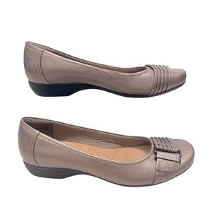 New Clarks Bendables Slip Ons Bronze‎ Ballet Flats Sz 7.5